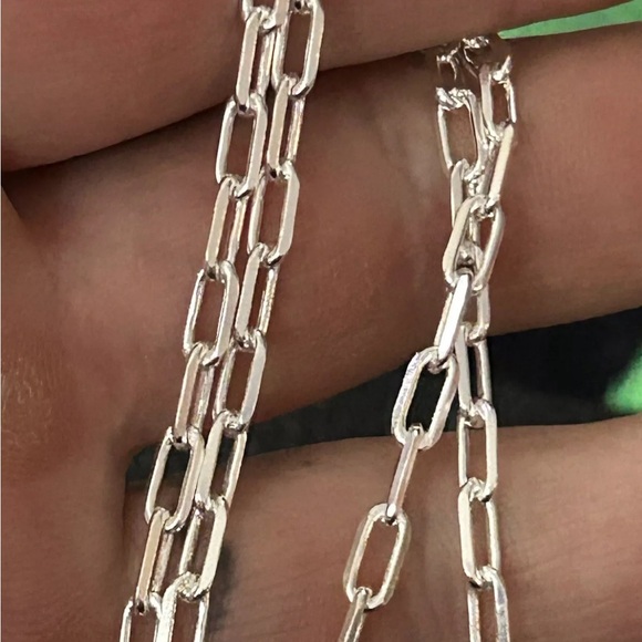 STERLING SILVER NATIVE AMERICAN SW LAPIS BAR NECKLACE PAPER CLIP CHAIN .925 - Picture 7 of 9